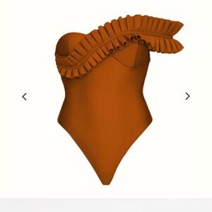 Andrea Iyamah Bronze One-Shoulder Swimsuit